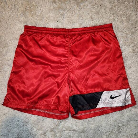 Nike Other - Vintage Nike Red Colorblock Satin Athletic Shorts
